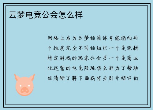 云梦电竞公会怎么样
